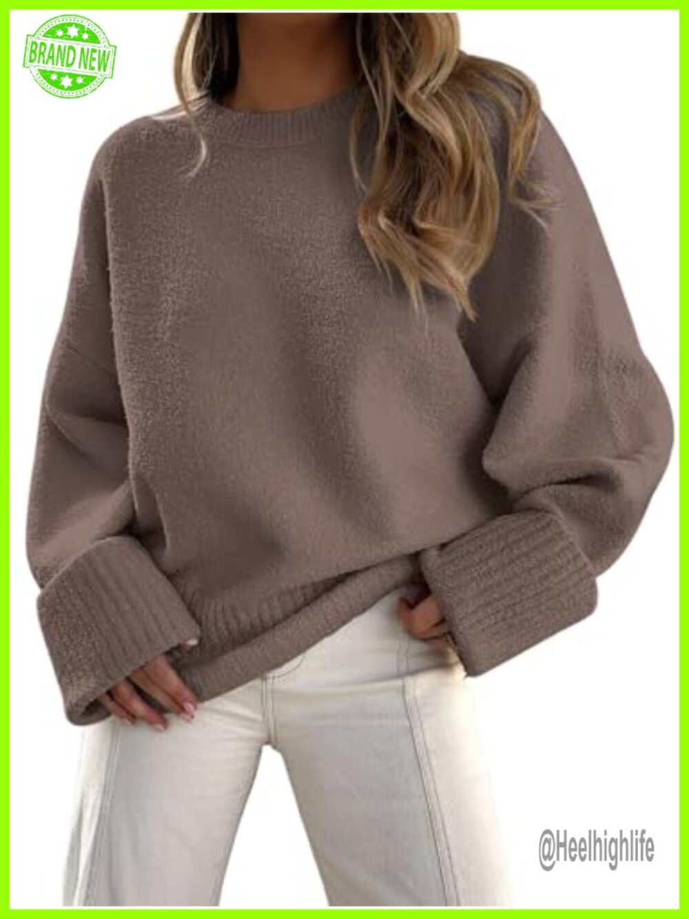 Oversized Fuzzy Knit Sweater Warm Cozy Pullover Fall Winter Layer